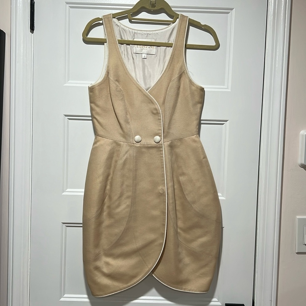 Thread Social Champagne Tuxedo Style Wrap Cocktail Dress